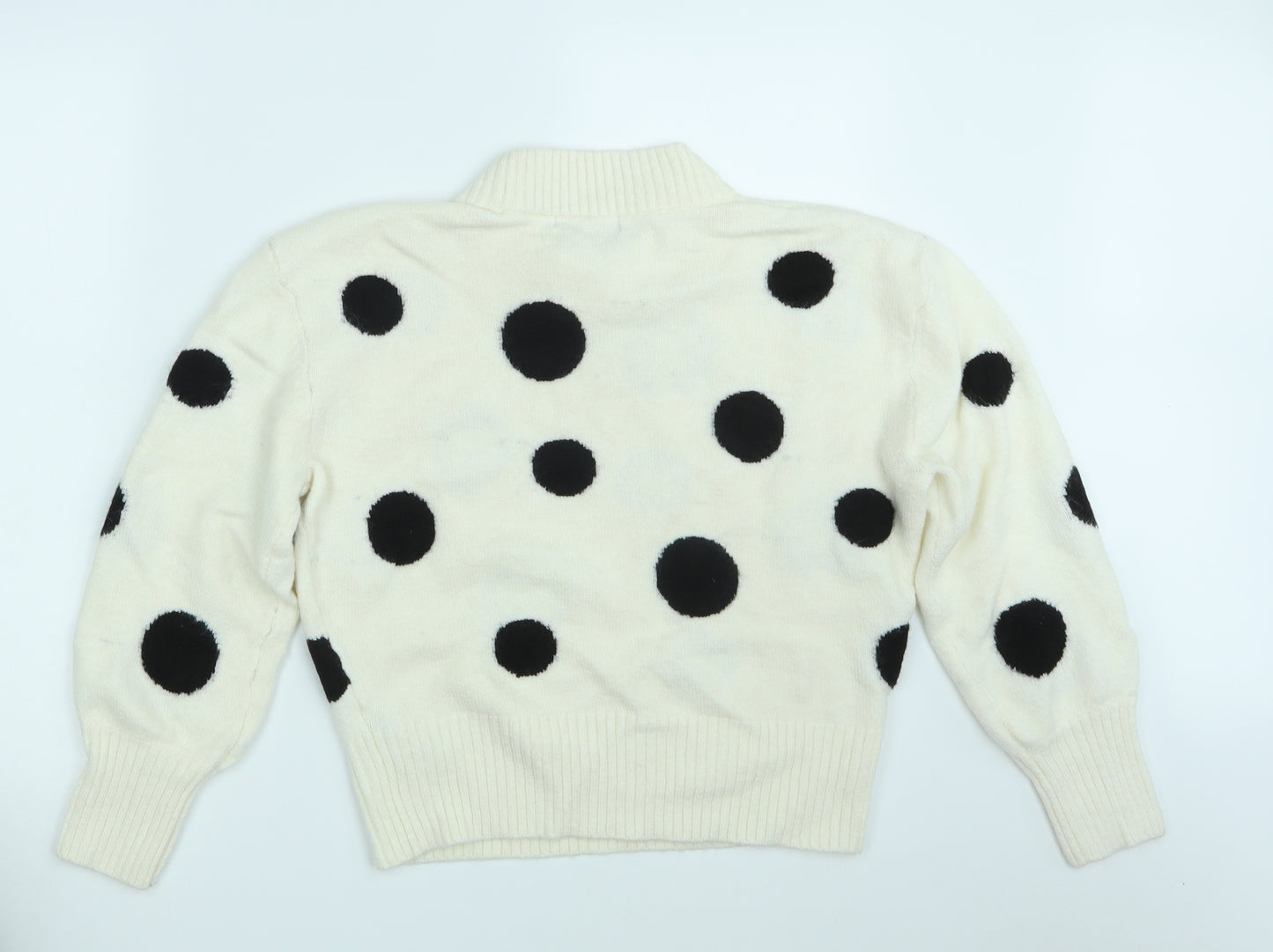 M&S Womens Ivory Polka Dot Knit Pullover Jumper Size L