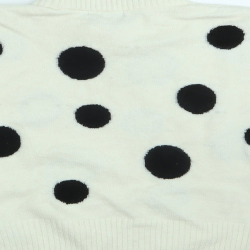 M&S Womens Ivory Polka Dot Knit Pullover Jumper Size L