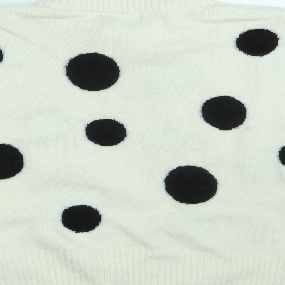 M&S Womens Ivory Polka Dot Knit Pullover Jumper Size L