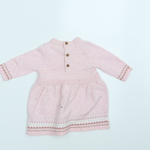Sainsbury's Girls Pink Fair Isle Knit Pullover Jumper Size 0-3 Months