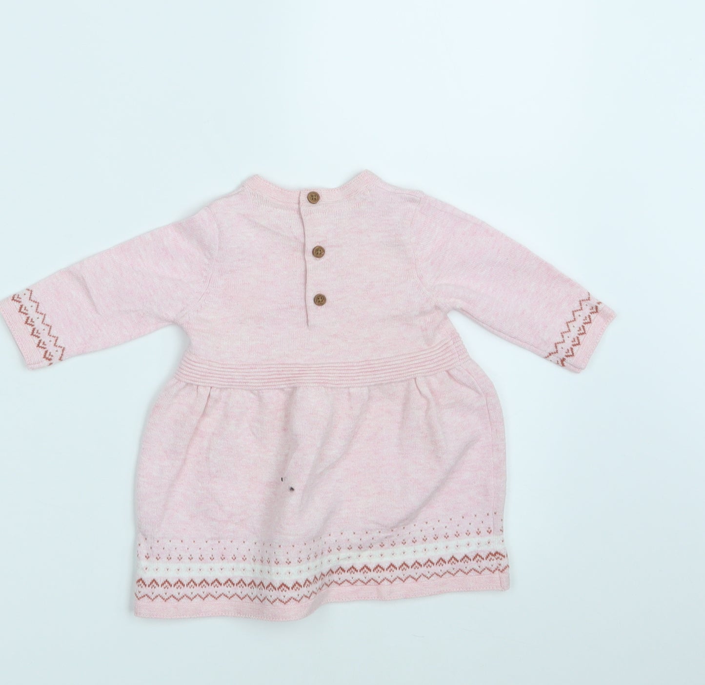 Sainsbury's Girls Pink Fair Isle Knit Pullover Jumper Size 0-3 Months