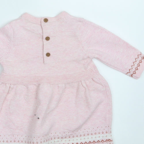 Sainsbury's Girls Pink Fair Isle Knit Pullover Jumper Size 0-3 Months