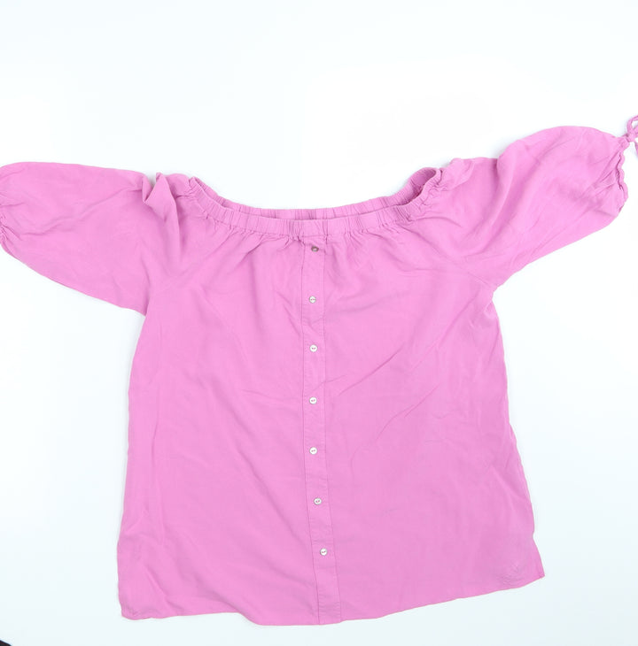 George Womens Pink Basic Blouse Size 14