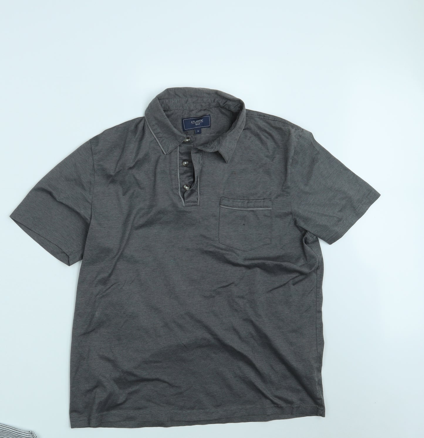Atlantic Bay Mens Grey    Polo Size M