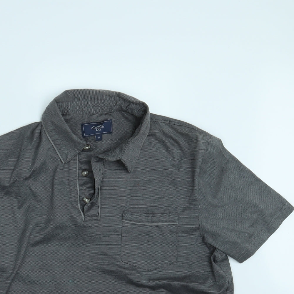 Atlantic Bay Mens Grey    Polo Size M