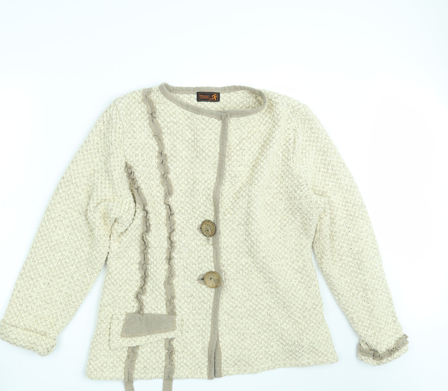 Tivoli Womens Beige  Knit Cardigan Jumper One Size