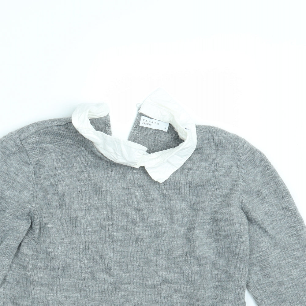Papaya Womens Grey  Knit Pullover Jumper Size 12