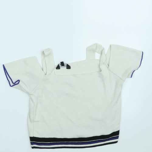 New Look Girls White Striped  Pullover Jumper Size 12-13 Years