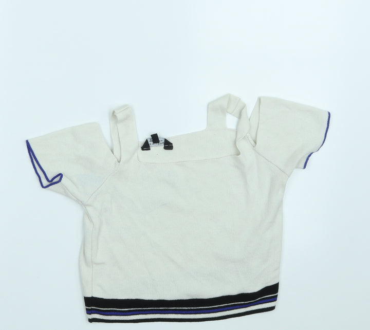 New Look Girls White Striped  Pullover Jumper Size 12-13 Years