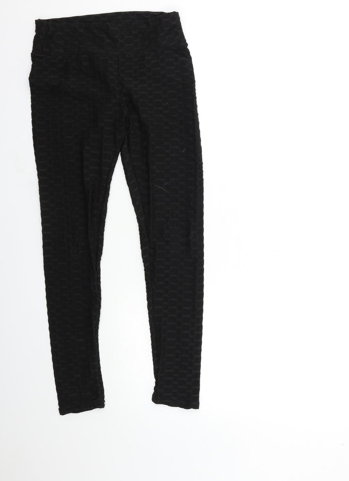Preworn Womens Black Carrot Leggings Size M L25 in - rouched back