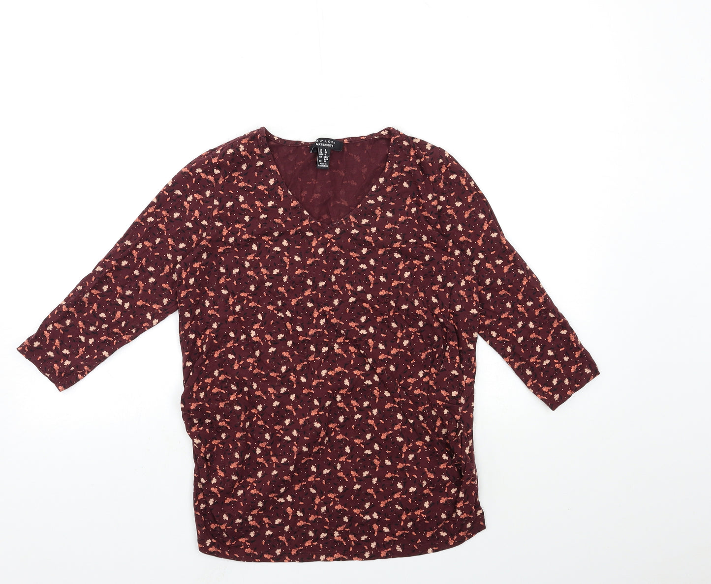 New Look Womens Brown Floral  Basic T-Shirt Size 8