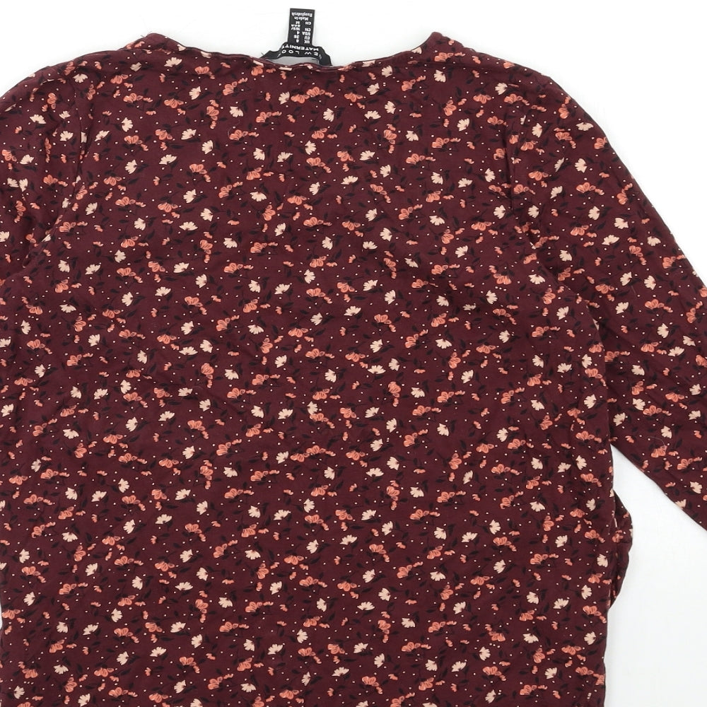 New Look Womens Brown Floral  Basic T-Shirt Size 8