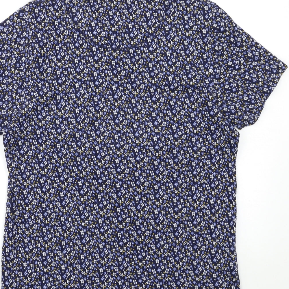 Pretty Green Womens Blue Floral  Basic T-Shirt Size L