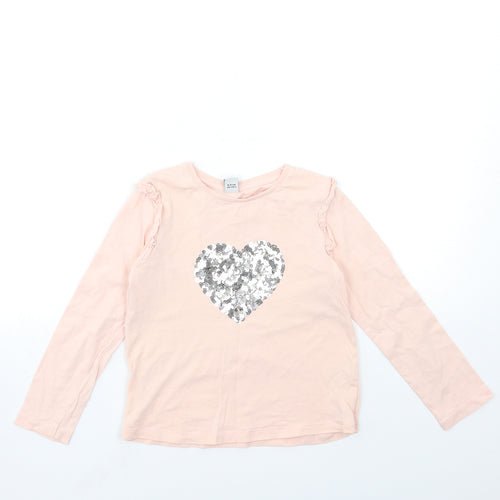 TU Girls Pink   Basic T-Shirt Size 5-6 Years  - LOVE HEART