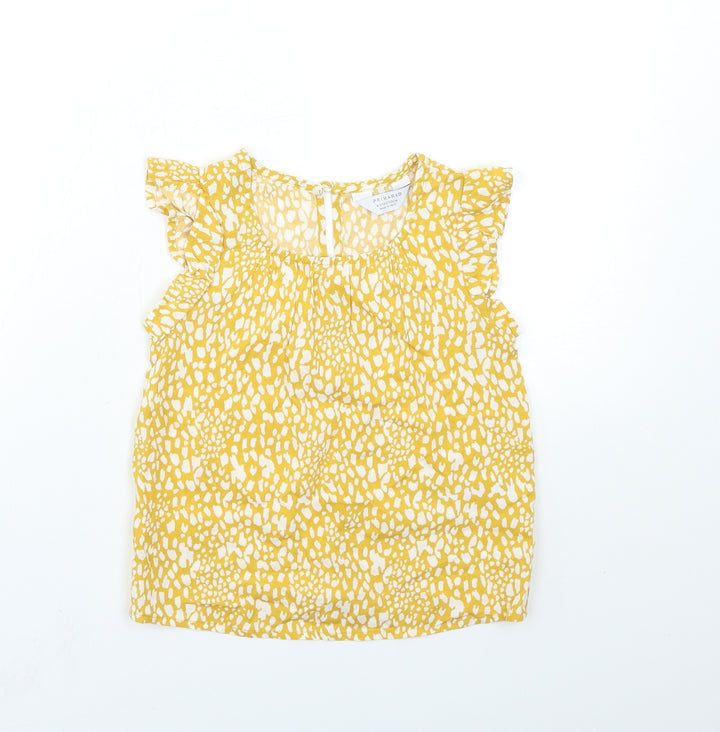 Primark Girls Yellow Animal Print  Basic Tank Size 4-5 Years