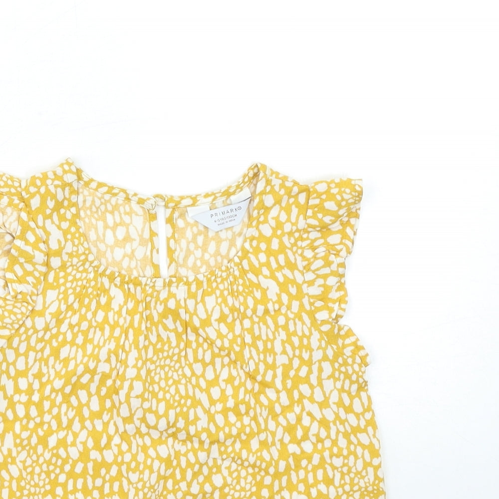 Primark Girls Yellow Animal Print  Basic Tank Size 4-5 Years
