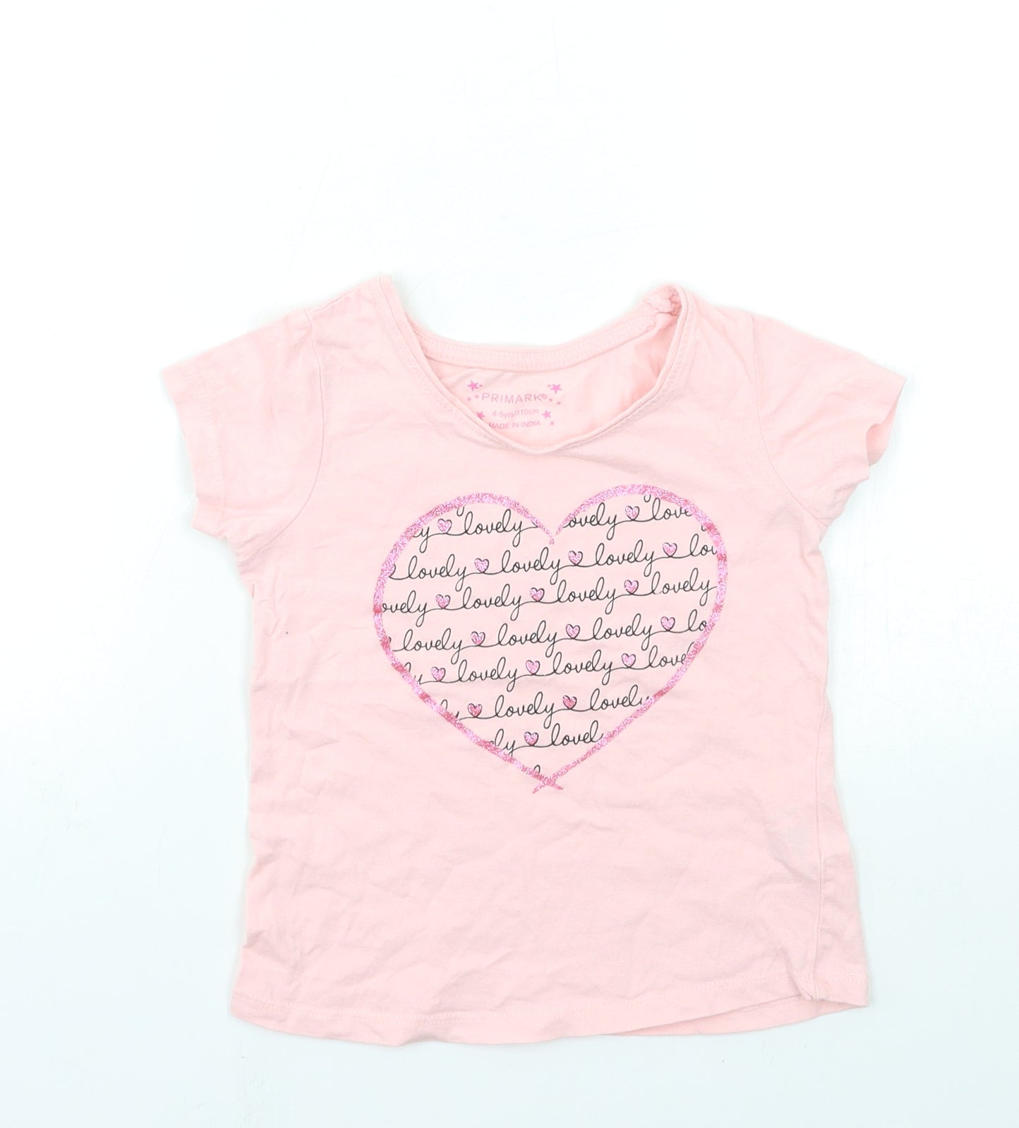 Primark Girls Pink   Basic T-Shirt Size 4-5 Years