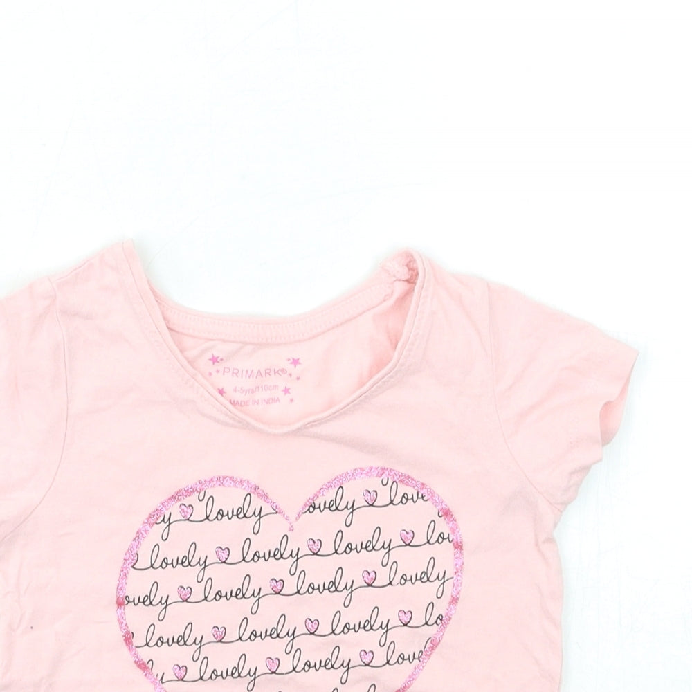 Primark Girls Pink   Basic T-Shirt Size 4-5 Years