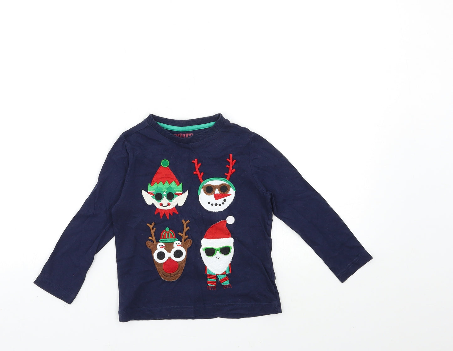 F&F Boys Blue   Basic T-Shirt Size 2-3 Years  - Christmas
