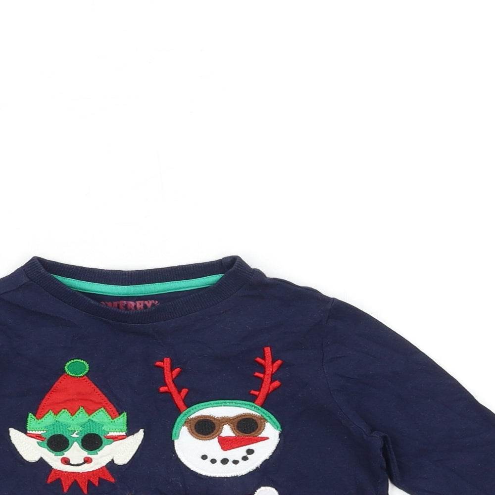 F&F Boys Blue   Basic T-Shirt Size 2-3 Years  - Christmas