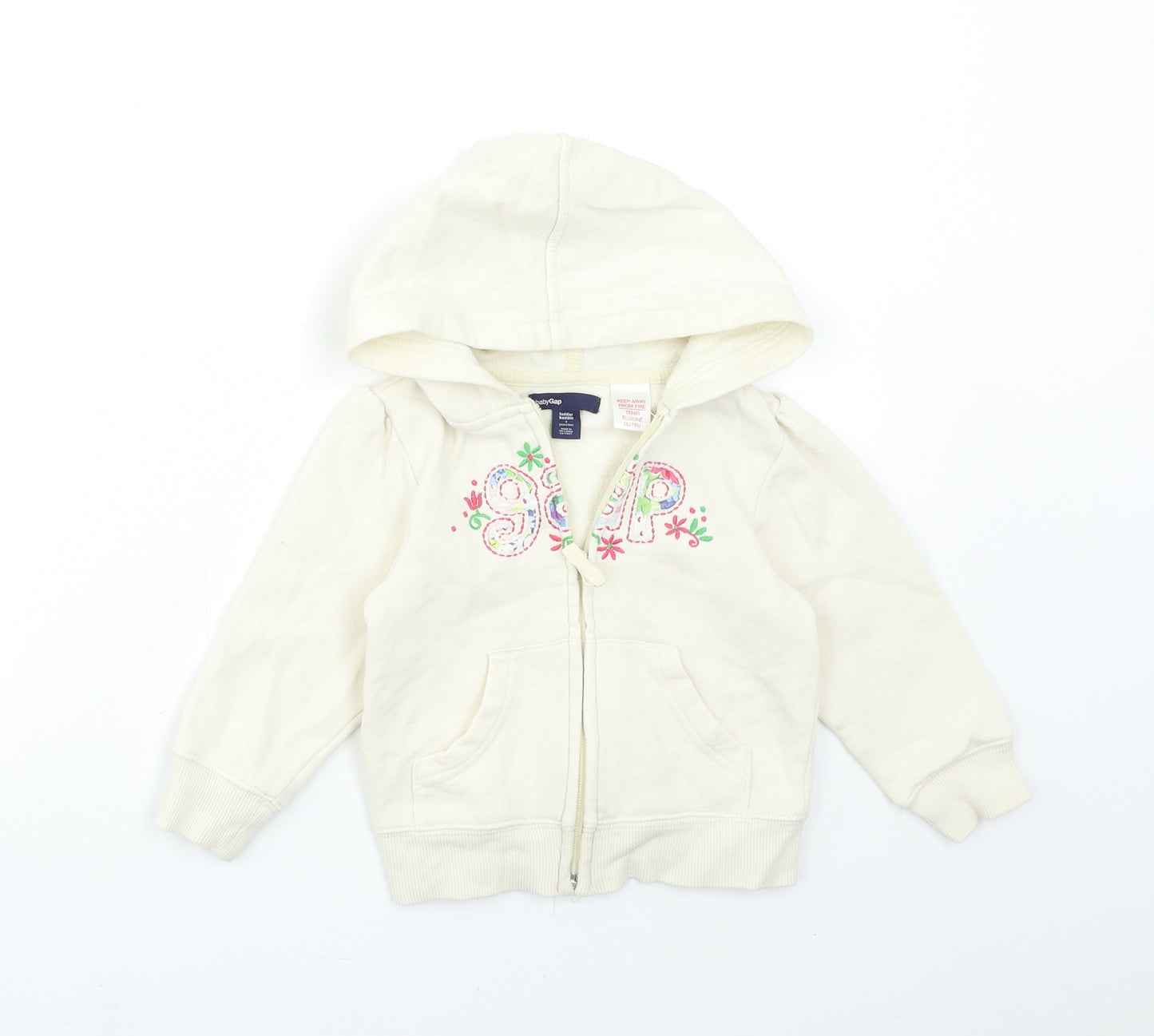 Gap Girls White   Full Zip Hoodie Size 3 Years