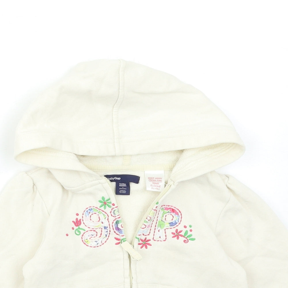 Gap Girls White   Full Zip Hoodie Size 3 Years