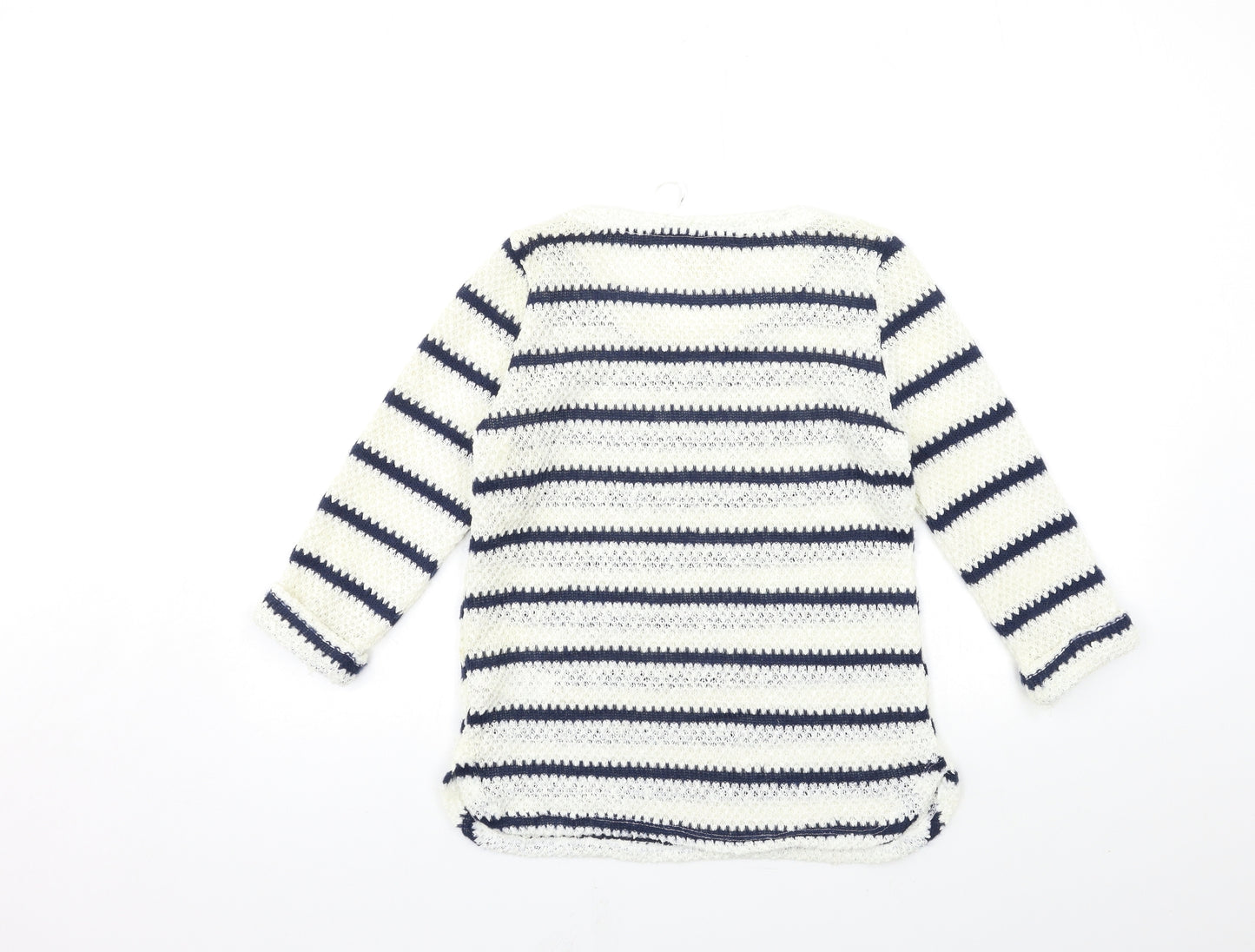 New Look Womens White Striped Knit Pullover Jumper Size 8