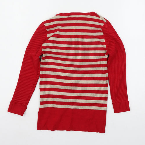Marks and Spencer Womens Red Striped Knit Pullover Jumper Size 8