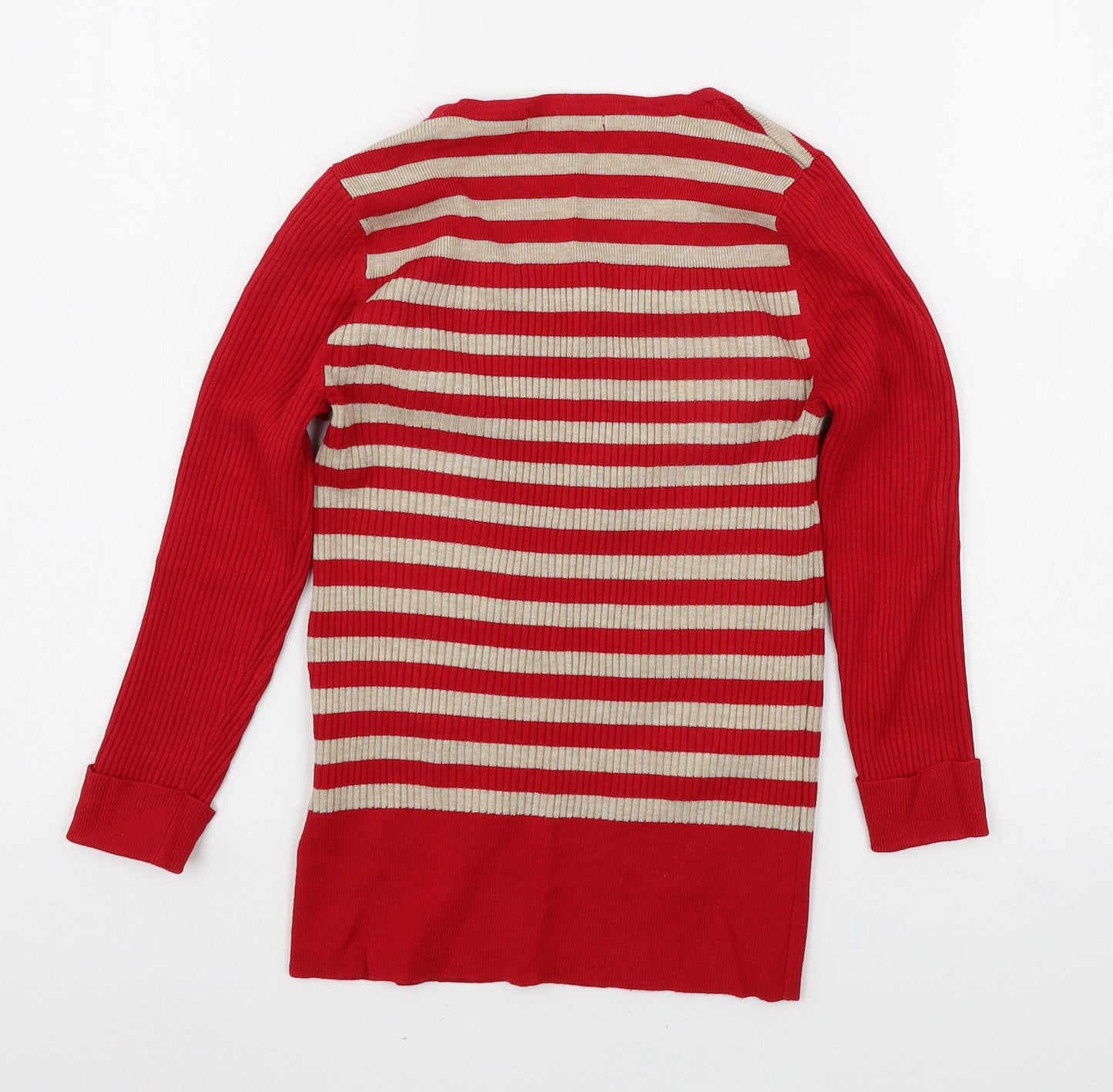 Marks and Spencer Womens Red Striped Knit Pullover Jumper Size 8