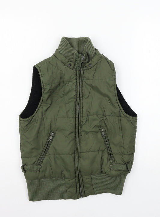 Front view of New Look women’s green gilet jacket, size UK 8