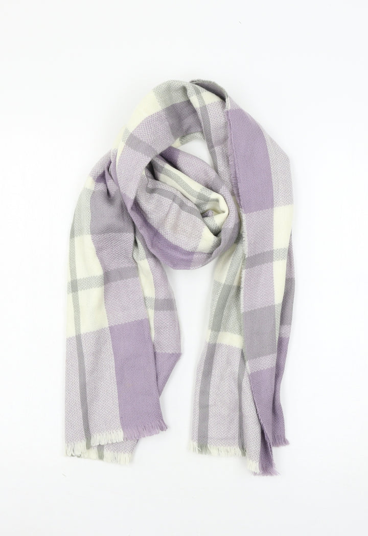 Preworn Womens Purple Plaid Knit  Scarf