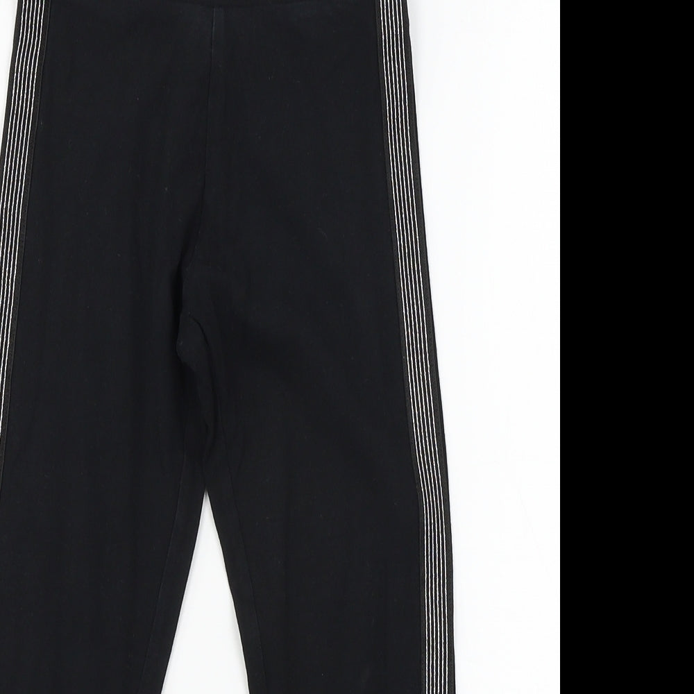 Nutmeg Girls Black Striped Jersey Jogger Trousers Size 6-7 Years - Legging