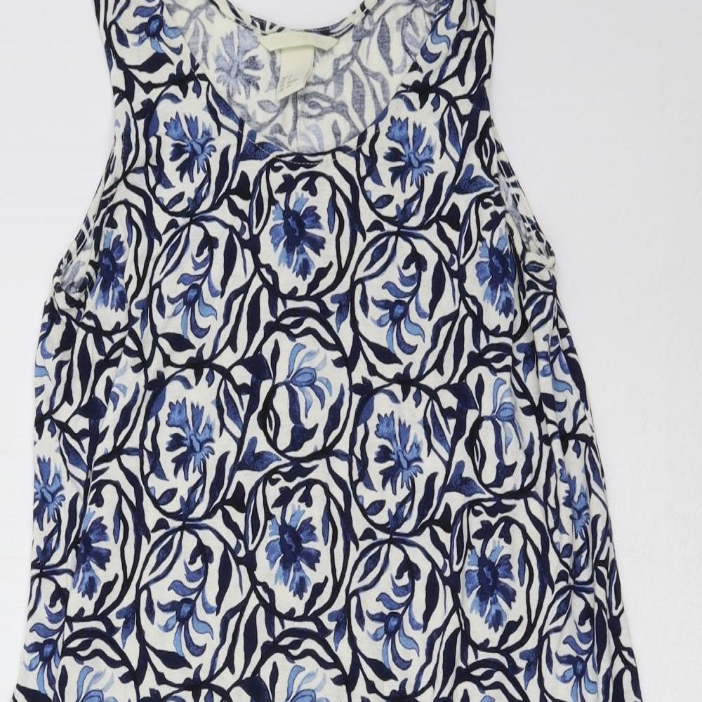 H&M Womens Blue Geometric Jersey Basic Tank Size S
