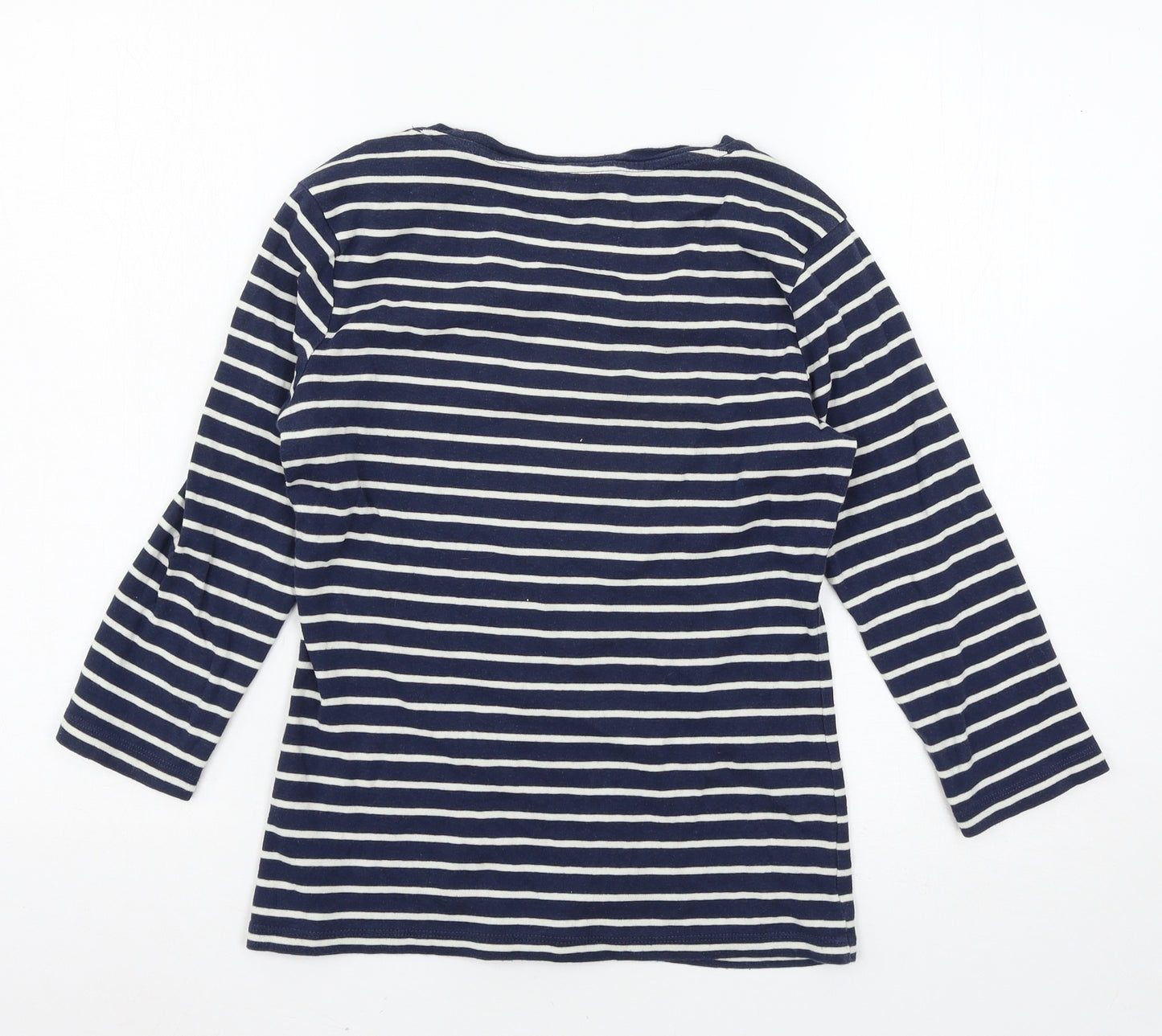 M&Co Womens Blue Striped Jersey Basic T-Shirt Size 10