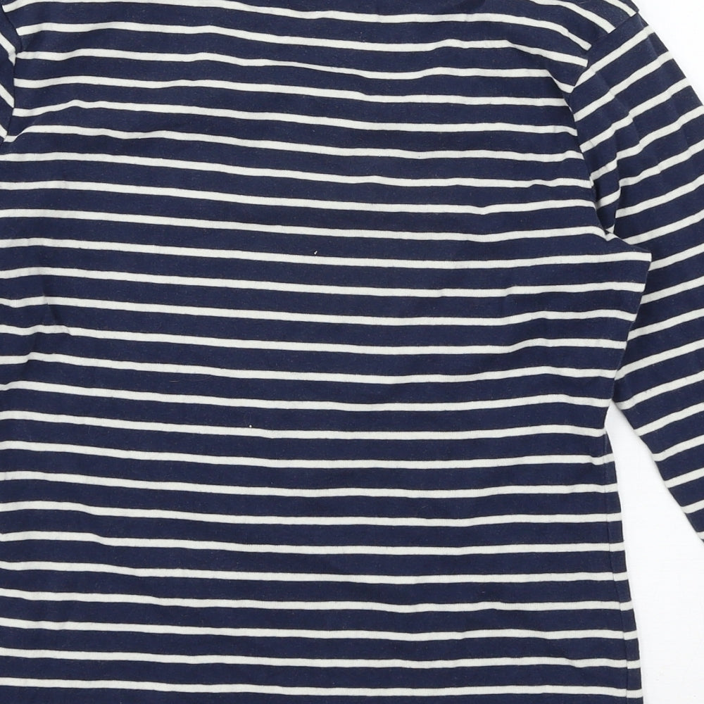 M&Co Womens Blue Striped Jersey Basic T-Shirt Size 10