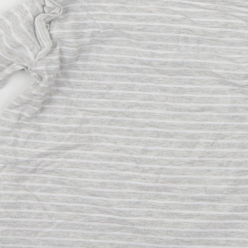 Mothercare Girls Grey Striped Jersey Basic T-Shirt Size 2 Years  - Rabbit