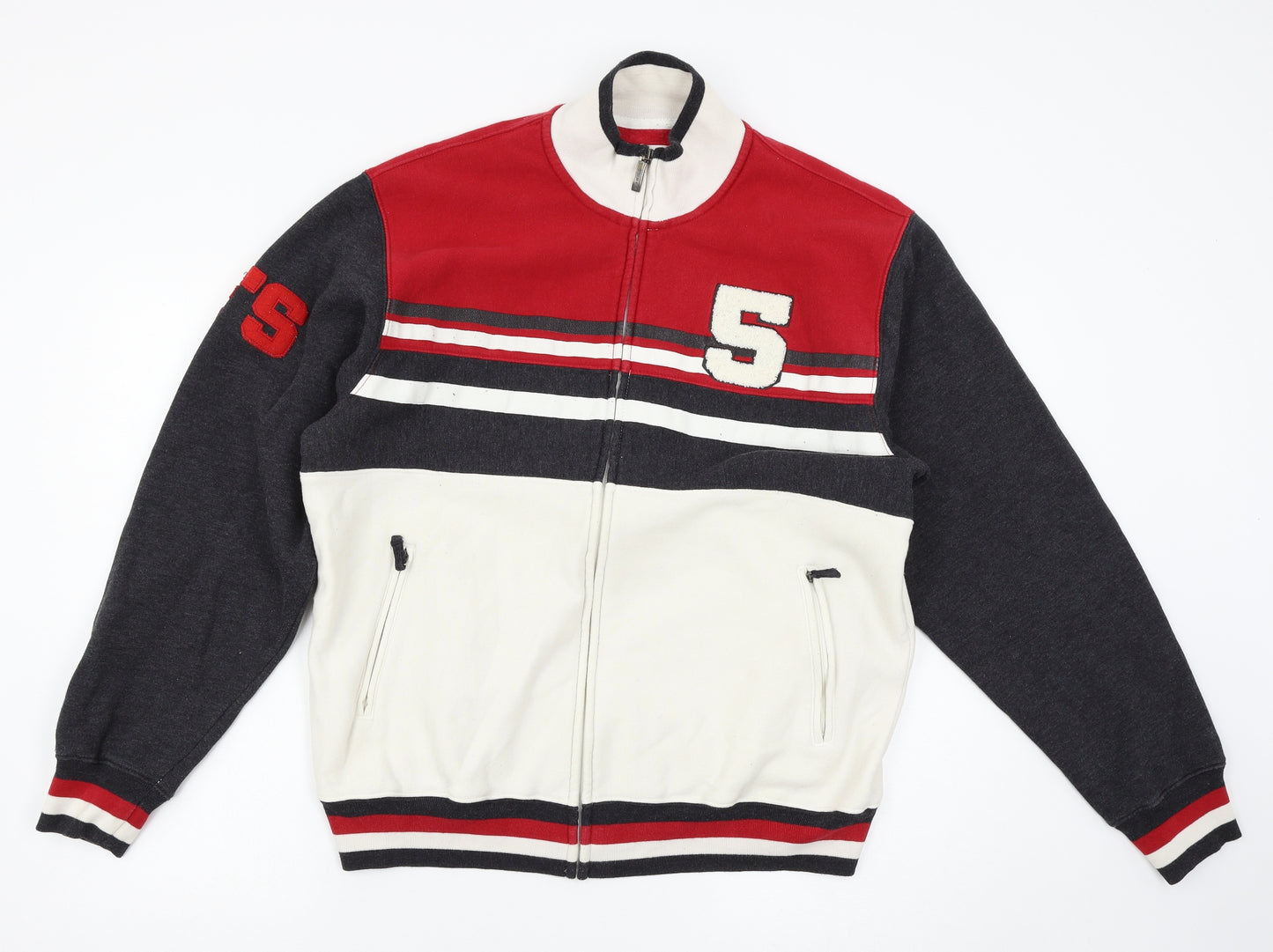 Triple Five Soul Mens White Geometric Jersey Full Zip Sweatshirt Size M