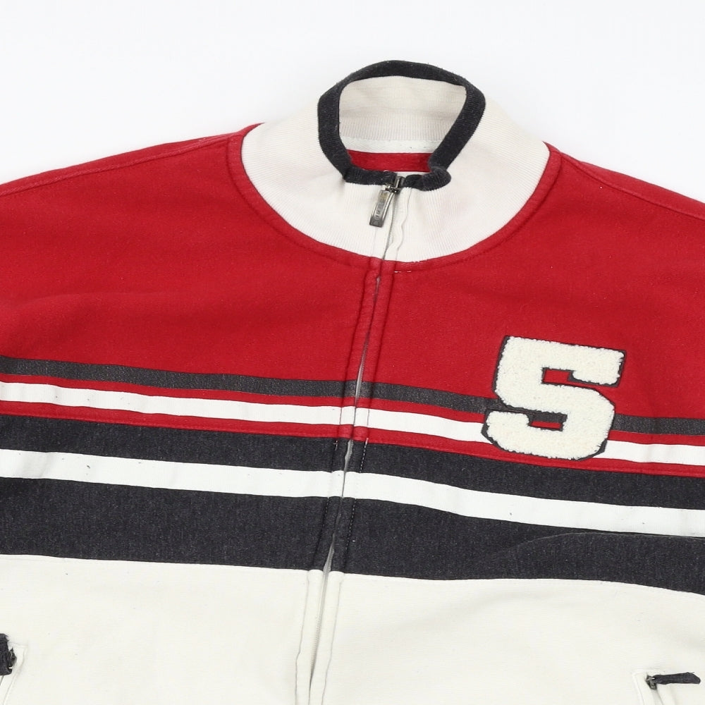 Triple Five Soul Mens White Geometric Jersey Full Zip Sweatshirt Size M