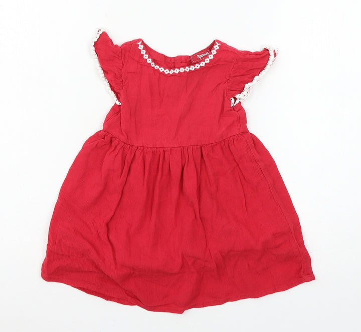 Sprout Girls Red   Skater Dress  Size 2 Years