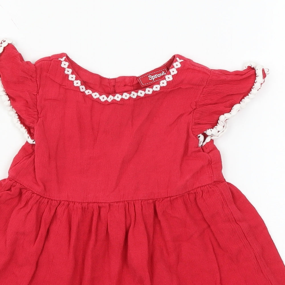 Sprout Girls Red   Skater Dress  Size 2 Years