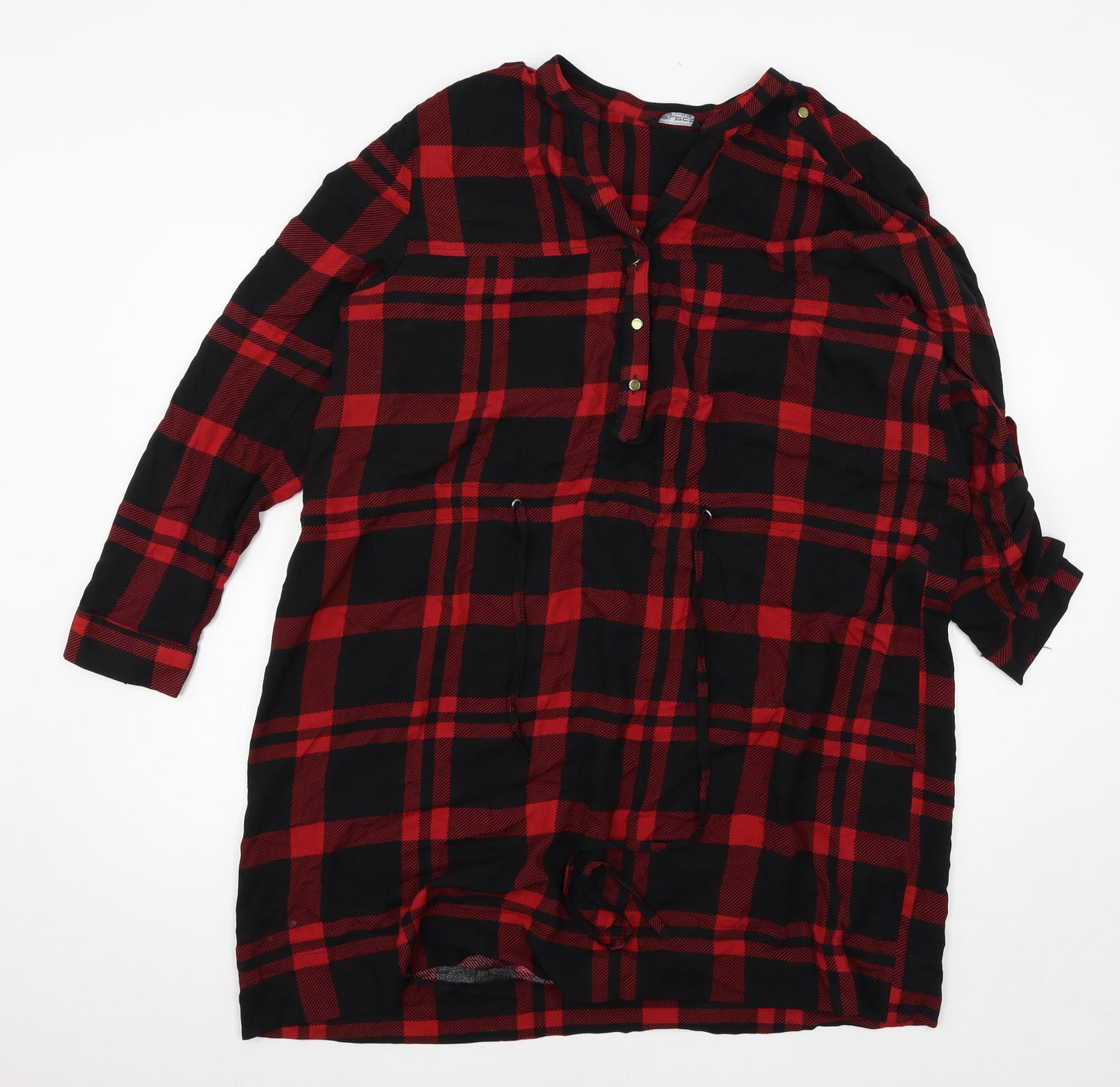 Select Womens Red Plaid  Shirt Dress  Size 18