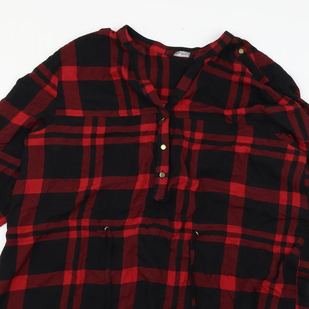 Select Womens Red Plaid  Shirt Dress  Size 18