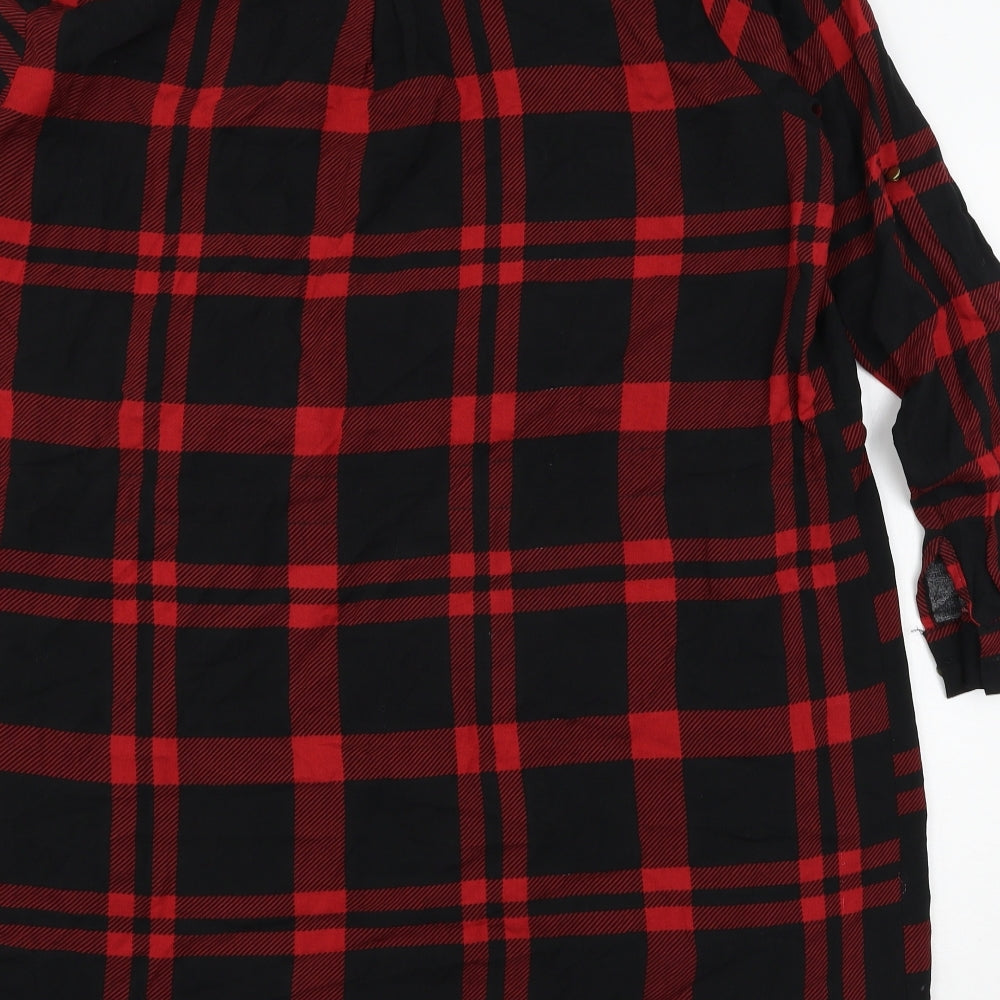 Select Womens Red Plaid  Shirt Dress  Size 18