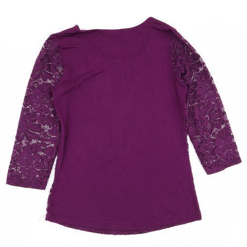Amisu Womens Purple Floral  Basic T-Shirt Size 14