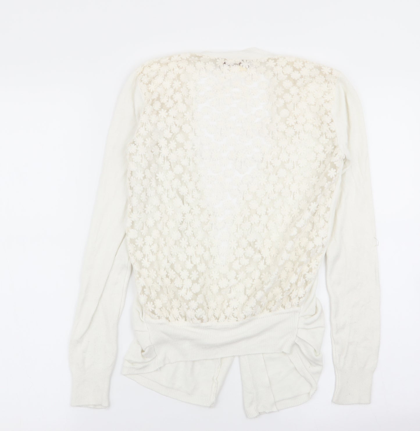 vouley vous Womens White Floral  Cardigan Jumper Size M