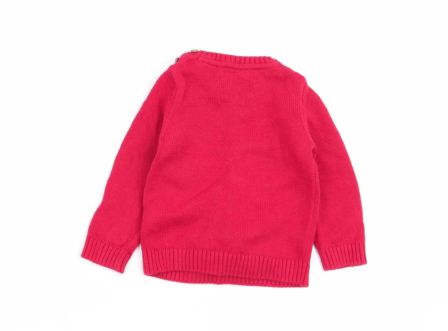 F&F Girls Red   Pullover Jumper Size 6-9 Months  - christmas