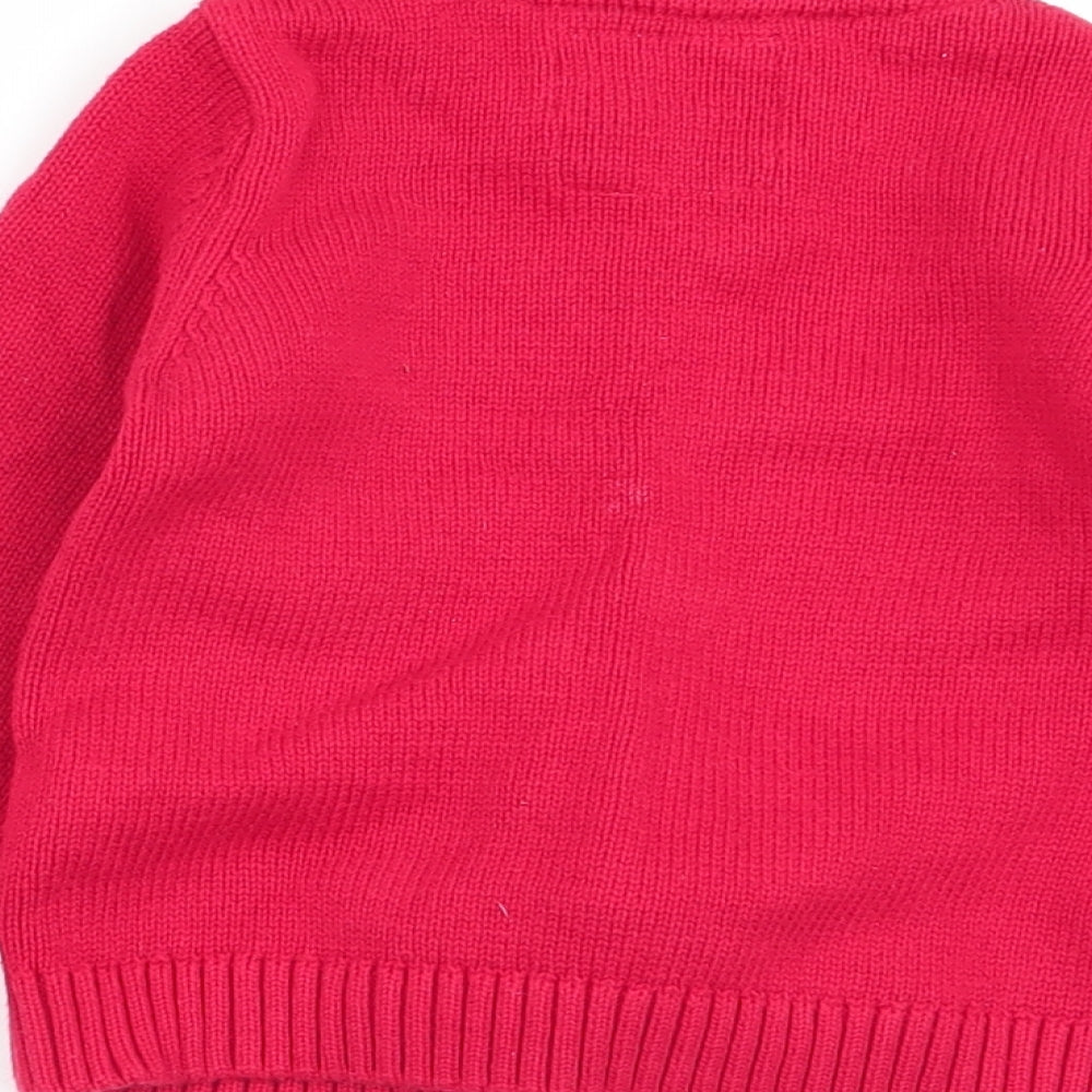F&F Girls Red   Pullover Jumper Size 6-9 Months  - christmas
