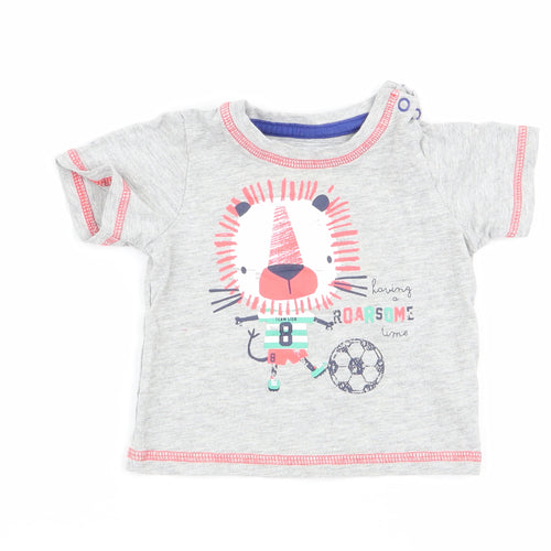 TU Boys Grey Animal Print  Basic T-Shirt Size 0-3 Months