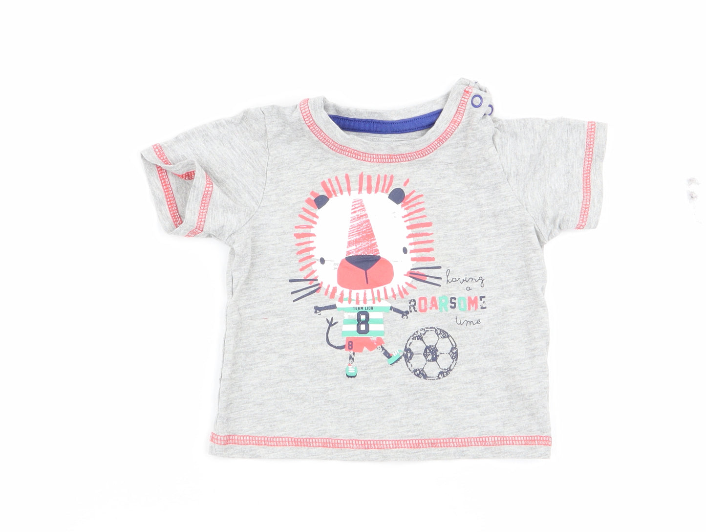TU Boys Grey Animal Print  Basic T-Shirt Size 0-3 Months