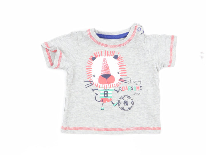 TU Boys Grey Animal Print Basic T-Shirt Size 0-3 Months